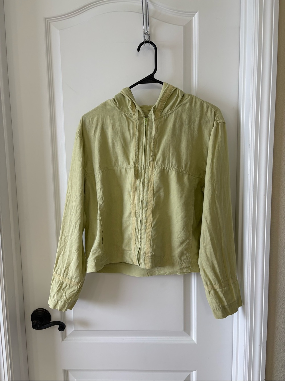 Telluride Clothing Co Linen Jacket M Sage Green Hooded Zip Lightweight
